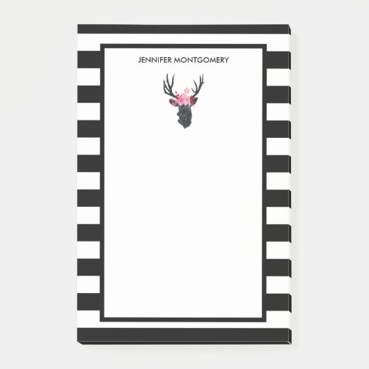 Post-it® Tête de cerf géométrique avec couronne florale (Devant)