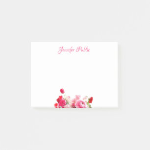 Post-it® Texte à la main Aquarelle rose rose Roses rouges F
