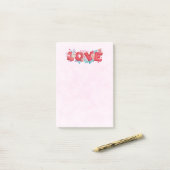 Post-it® Texte d'amour rouge en lettres bloc gras Aquarelle (Sur un bureau)