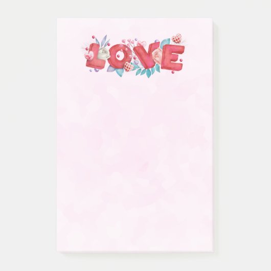 Post-it® Texte d'amour rouge en lettres bloc gras Aquarelle (Devant)