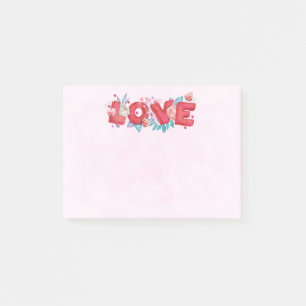 Post-it® Texte d'amour rouge en lettres bloc gras Aquarelle