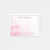 Post-it® Texte de nom aquarelle rose clair élégant (Devant)