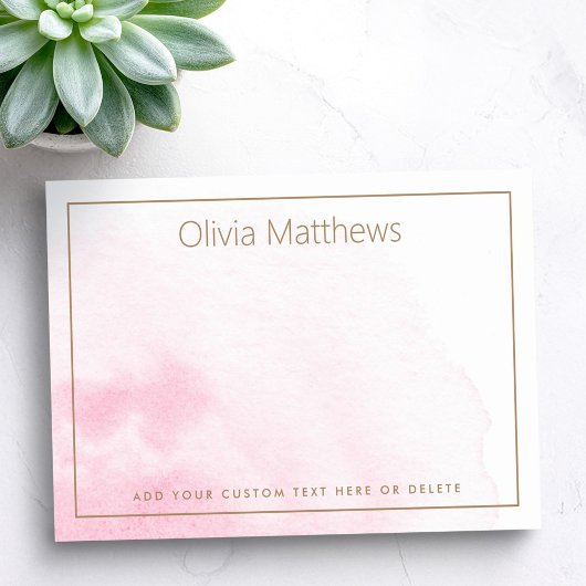 Post-it® Texte de nom aquarelle rose clair élégant
