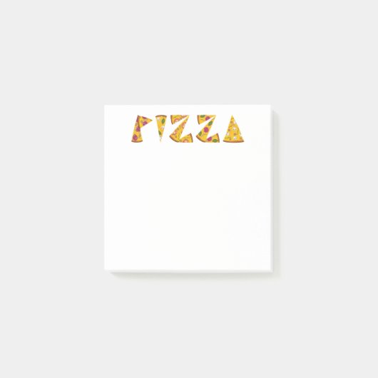 Post-it® Texte de pizza fait à partir de tranches (Devant)