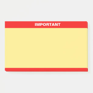 Post-it® Texte important personnalisé en rouge et jaune