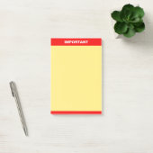 Post-it® Texte important personnalisé sur rouge et jaune (Bureau)