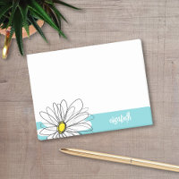 Texte personnalisé Aqua et Jaune Whimsical Daisy