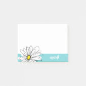 Post-it® Texte personnalisé Aqua et Jaune Whimsical Daisy (Devant)