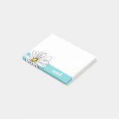 Post-it® Texte personnalisé Aqua et Jaune Whimsical Daisy (Incliné)