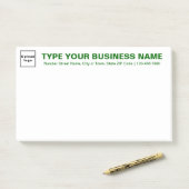 Post-it® Textes de marque Green Business sur la tête de gra (Sur un bureau)