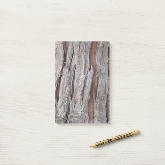 Post-it® Texture d'écorce d'arbre de cèdre (Sur un bureau)