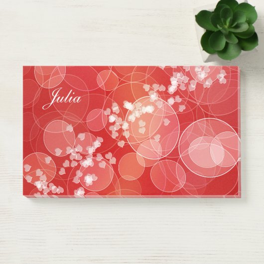 Post-it® Texture rouge de gradient de style de Bokeh. texte (Bureau)