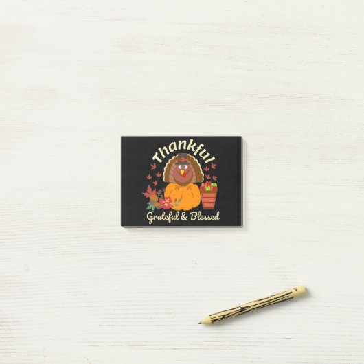 Post-it® Thanksgiving Grateful & Blessed (Sur un bureau)