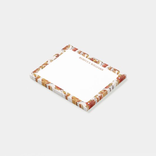 Post-it® Thanksgiving Orange Fall Leaves Nom Modèle (Incliné)