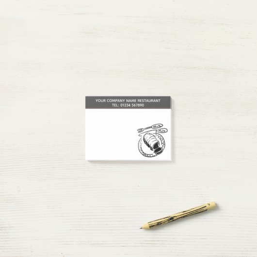 Post-it® Thème d'illustration du restaurant Roast Beef (Sur un bureau)