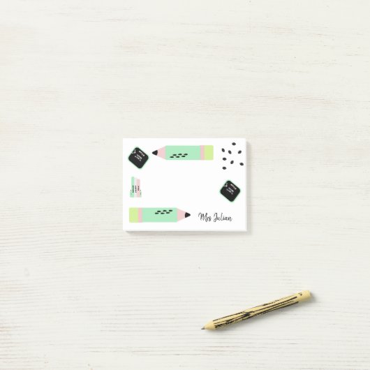 Post-it® Thème Pastèque Retour à l'école Nom de l'enseignan (Sur un bureau)