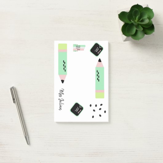 Post-it® Thème Pastèque Retour à l'école Nom des Enseignant (Bureau)