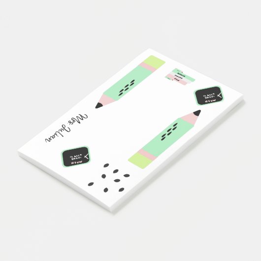 Post-it® Thème Pastèque Retour à l'école Nom des Enseignant (Incliné)