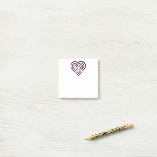 Post-it® Tissé Coeur Ace Asexuel Fierté Drapeau Violet Gris (Sur un bureau)