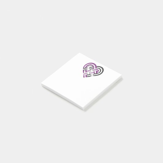 Post-it® Tissé Coeur Ace Asexuel Fierté Drapeau Violet Gris (Incliné)