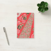 Post-it® Tissu rouge éclatant avec floral complexe et (Bureau)
