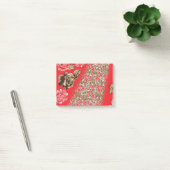 Post-it® Tissu rouge éclatant avec floral complexe et (Bureau)