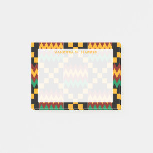 Post-it® Tissu rouge noir de Kwanzaa Kente de monogramme