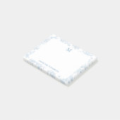 Post-it® Toile de Jouy Botanique Classique Monogramme Bleu  (Incliné)