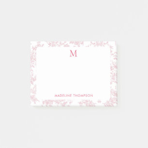 Post-it® Toile de Jouy Botanique Classique Monogramme Rouge