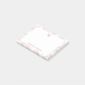 Post-it® Toile de Jouy Botanique Classique Monogramme Rouge (Incliné)