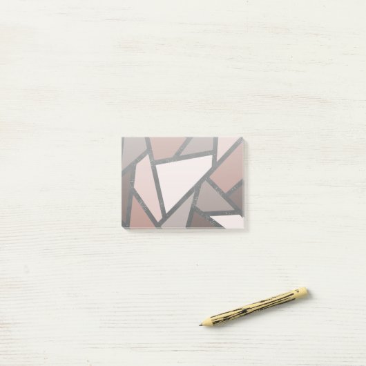 Post-it® Tons de motif en vitrail marron (Sur un bureau)
