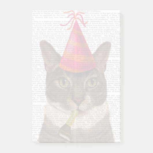 Post-it® Tortoiseshell Chat avec Casquette du Parti (Devant)