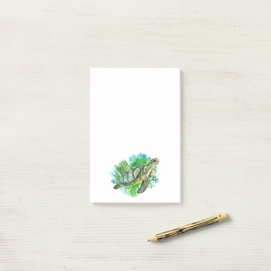 Post-it® Tortue de mer (Sur un bureau)