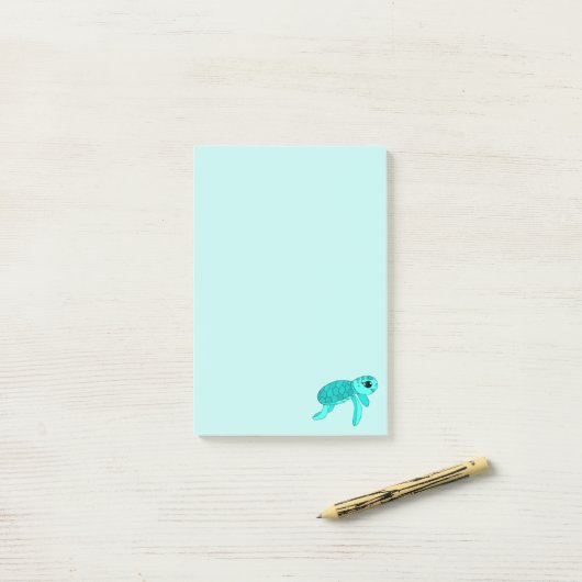Post-it® Tortue de mer cool de Turtley (Sur un bureau)