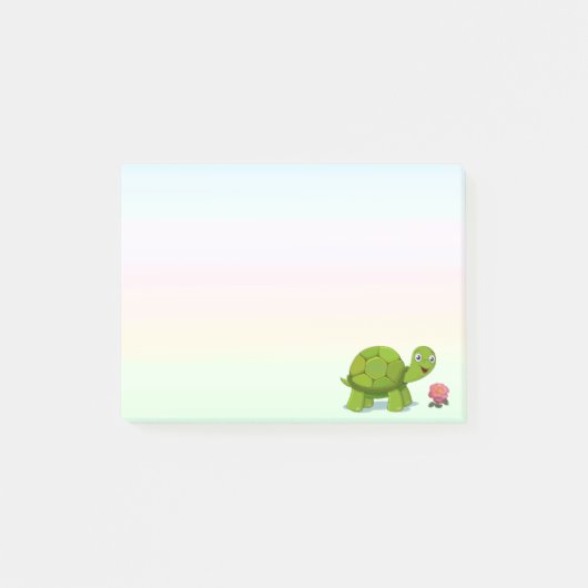 Post-it® Tortue mignonne et fleur sur les tons pastel (Devant)