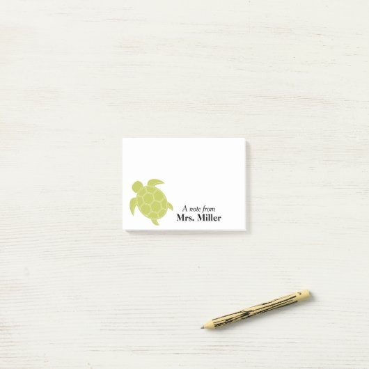 Post-it® Tortue verte personnalisée (Sur un bureau)