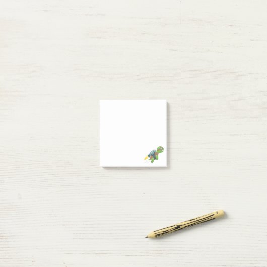 Post-it® Tortue volante avec un Jetpack (Sur un bureau)