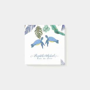 Post-it® Tortues de mer Mariage bleu jaune