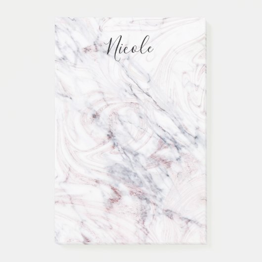 Post-it® Touche de marbre rose blanc et gris Tendance Chic (Devant)