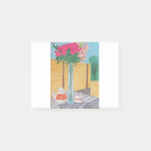 Post-it® Toujours Vie. Le vase aux fleurs, une théière et u