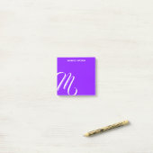 Post-it® Tourbillonnant Monogramme couleur violet Nom perso (Sur un bureau)