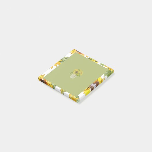 Post-it® Tournesol à fleurs vertes (Incliné)