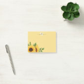 Post-it® Tournesol à l'aquarelle jaune avec Monogramme (Bureau)