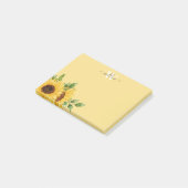 Post-it® Tournesol à l'aquarelle jaune avec Monogramme (Incliné)