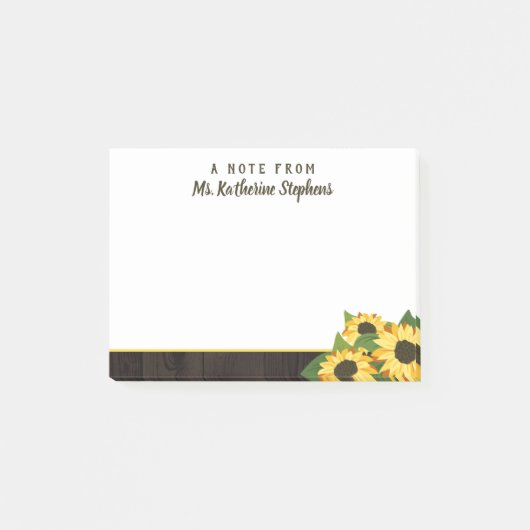 Post-it® Tournesol & Bois Une Note Du Nom En Script (Devant)