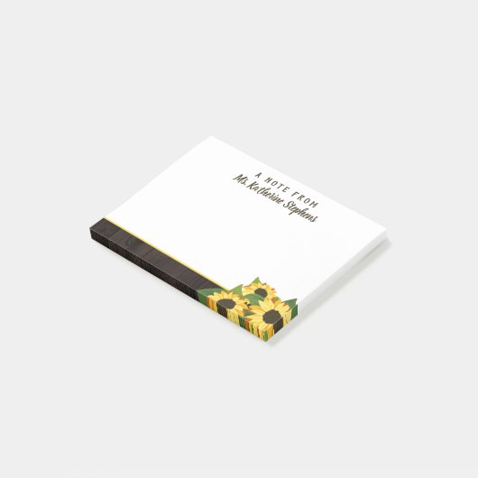 Post-it® Tournesol & Bois Une Note Du Nom En Script (Incliné)