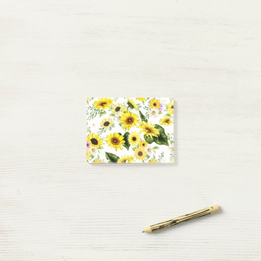 Post-it® Tournesol d'aquarelle 7 (Sur un bureau)