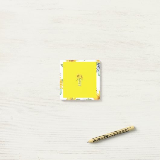 Post-it® Tournesol jaune clair Vase (Sur un bureau)