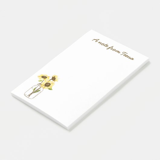 Post-it® Tournesols Dans Un Mason Jar Post-It Notes (Incliné)