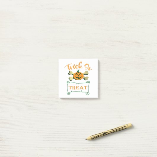 Post-it® Tracer ou traiter les os croisés citrouille Hallow (Sur un bureau)